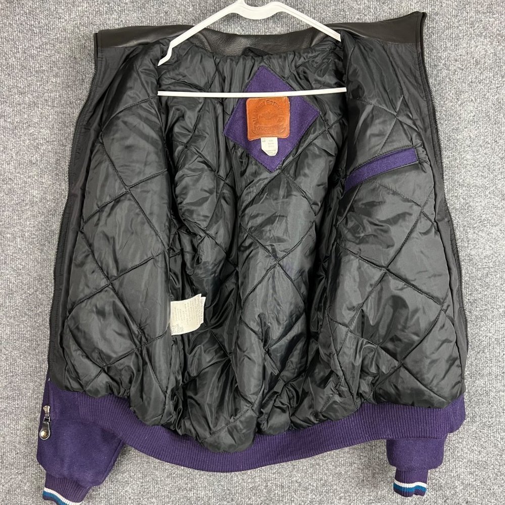 Vintage Aztec Feather Embroidered Midwest Garment Co. Leather Collar Wool Jacket - Picture 3 of 10